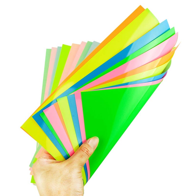 KISSWILL Neon HTV Heat Transfer Vinyl - 5 Colors 10 Pack 12"x10" Neon Color HTV Iron on Vinyl, Easy to Weed HTV Vinyl Compatible with Silhouette Cameo (Neon Green/Yellow/Pink/Blue/Orange) - Image 4